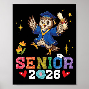Senior 2026 Graduation Owl Cl Of 2026 Scholar Grad Poster