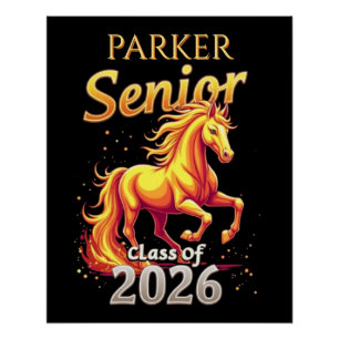 Senior 2026 Graduation Personalized Fire Horse Poster