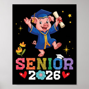 Senior 2026 Graduation Pig Cl Of 2026 Scholar Grad Poster
