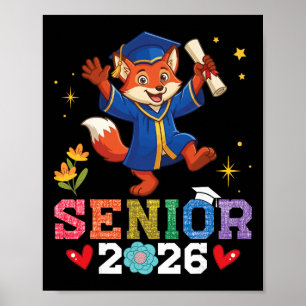 Senior 2026 Graduation Red Fox Cl Of 26 Scholar Gr Poster