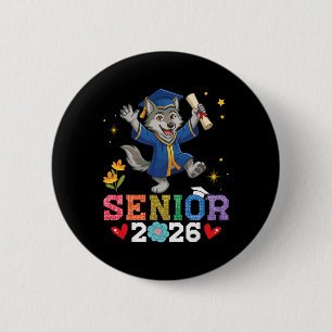Senior 2026 Graduation Wolf Cl Of 2026 Scholar Gra 6 Cm Round Badge
