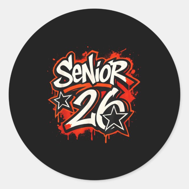 Senior 2026 Graffiti Drip Style Graduation Graphic Classic Round Sticker (Front)
