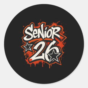 Senior 2026 Graffiti Drip Style Graduation Graphic Classic Round Sticker