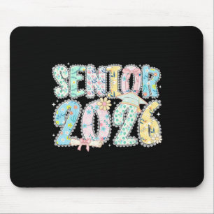 Senior 2026 Lace Coquette Floral Pastel Graduation Mouse Pad