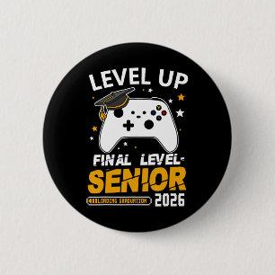 Senior 2026 Level Up Final Graduation Grad Gaming 6 Cm Round Badge