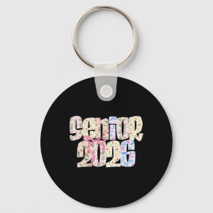 Senior 2026 Pastel Coquette Bow Floral Graduation Key Ring