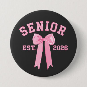 Senior 2026 Pink Bow 7.5 Cm Round Badge