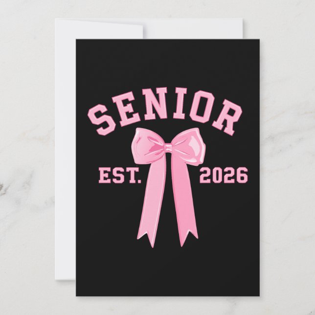 Senior 2026 Pink Bow Invitation (Front)