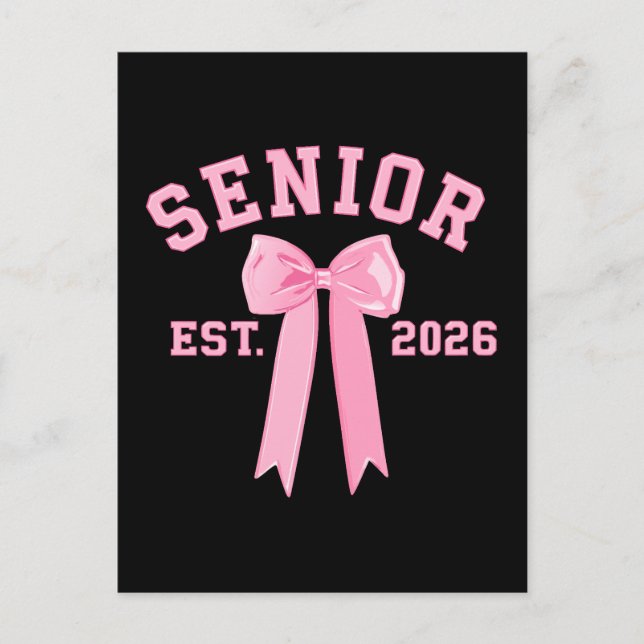 Senior 2026 Pink Bow Postcard (Front)