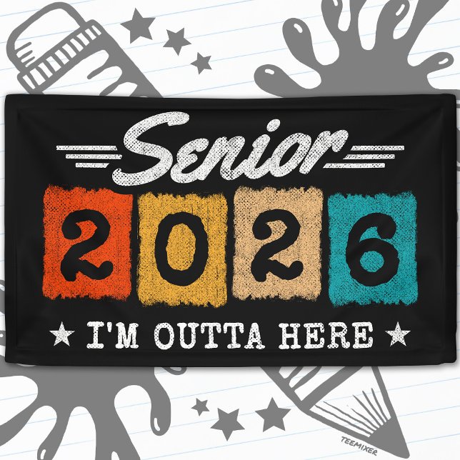 Senior 2026 Retro Graduation Quote Multicolor Banner (Creator Uploaded)