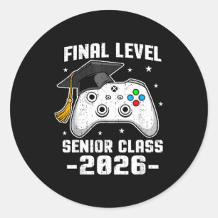 Senior 2026 video game gamer class of 2026 classic round sticker