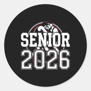 Senior 2026 Wrestling Cl Of 2026 Wrestler Graduati Classic Round Sticker