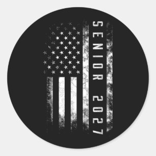 Senior 2027 American Flag Shirt USA Graduation Classic Round Sticker