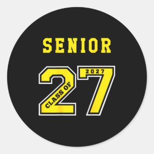 Senior 2027 (back) gold class of 27 jersey classic round sticker