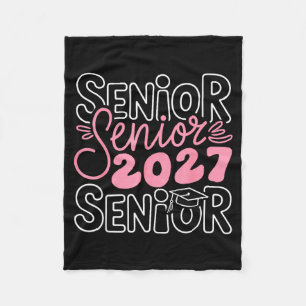 Senior 2027 class of 2027 coquette pink bow fleece blanket