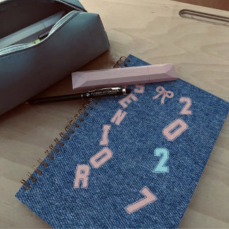 Senior 2027 Denim Patch Spiral Notebook for School