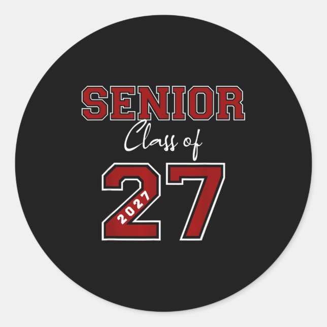 Senior 2027 Maroon Jersey Class Classic Round Sticker (Front)