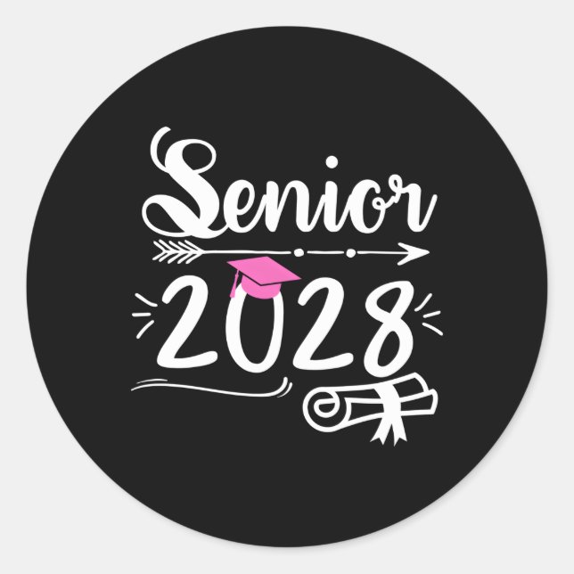 Senior 2028 Class Of 2028 Graduation Or First Day  Classic Round Sticker (Front)