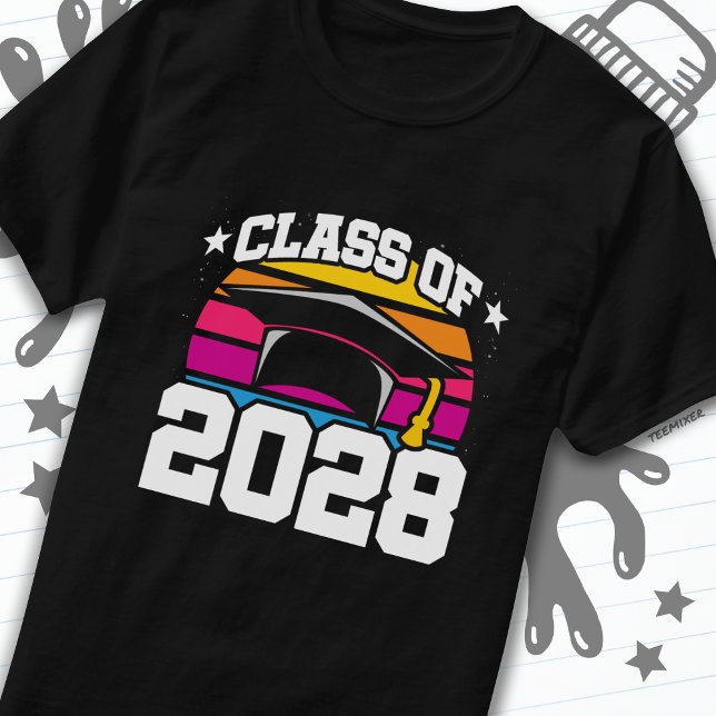 Senior 2028 Class of 2028 Graduation Retro Sunset T-Shirt (Creator Uploaded)