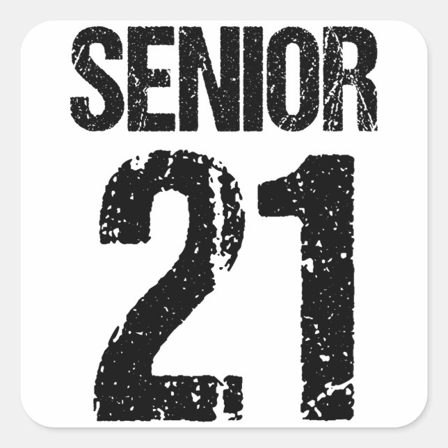 Senior 21, 2021 Senior, Class of 2021, Senior 2021 Square Sticker (Front)