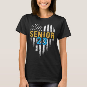 Senior 23 2023 Graduation Graduate American Flag H T-Shirt