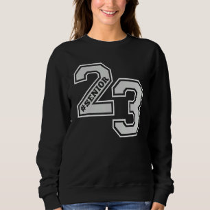 SENIOR 23 SENIOR 2023 RETRO WHITE & GRAY GRAD SWAG SWEATSHIRT