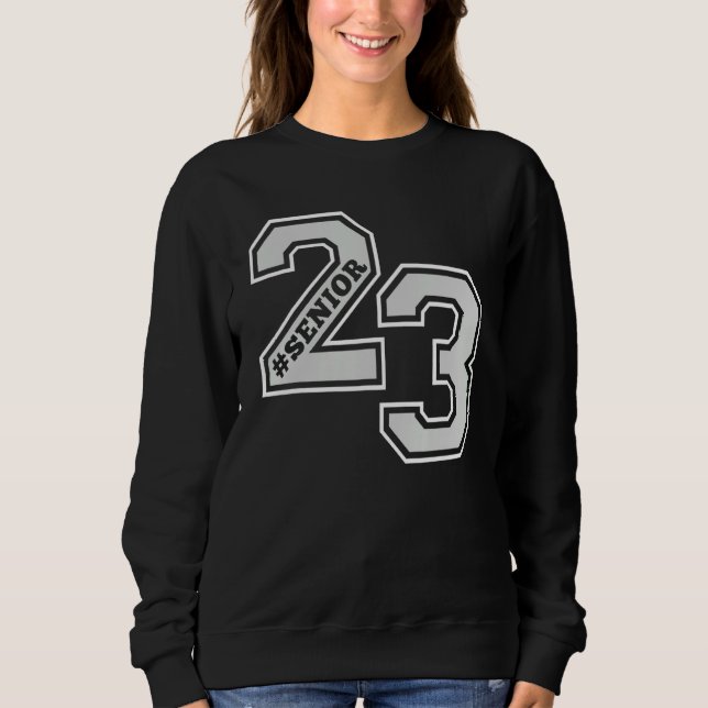 SENIOR 23 SENIOR 2023 RETRO WHITE & GRAY GRAD SWAG SWEATSHIRT (Front)