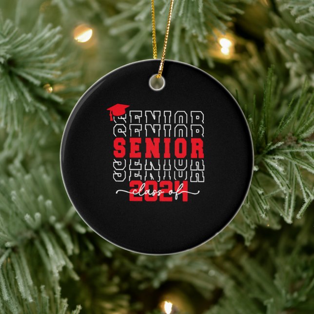 Senior 24 Class of 2024 Back to School Graduation Ceramic Ornament (Tree)