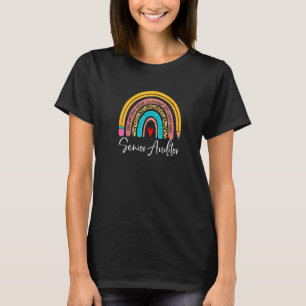 Senior Auditor Leopard Rainbow Accounting Back To  T-Shirt