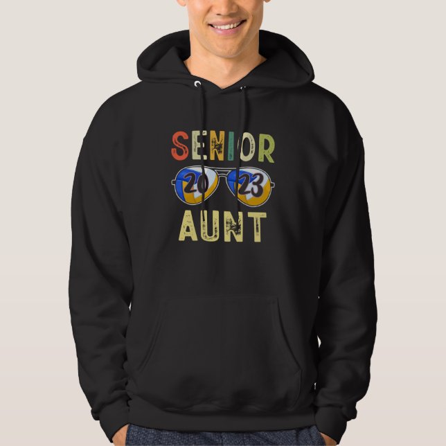 Senior Aunt 2023 Proud Aunt Volleyball Senior Grad Hoodie (Front)