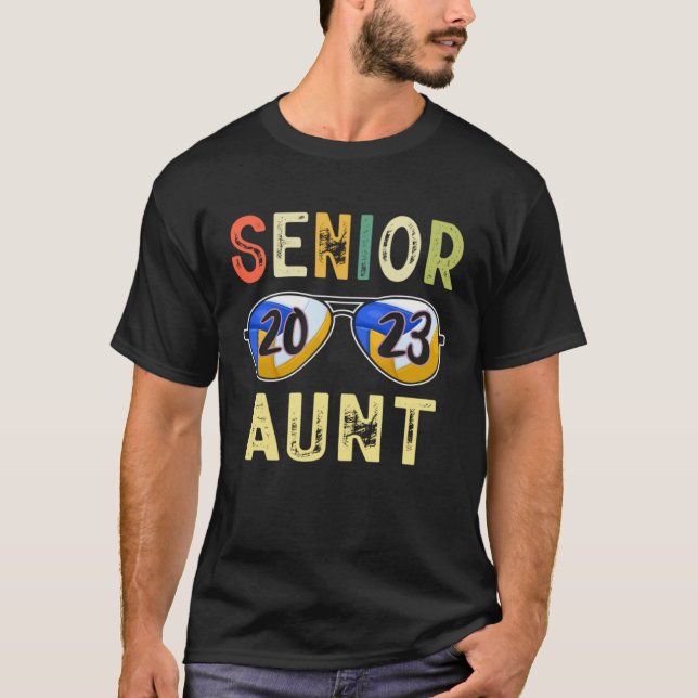 Senior Aunt 2023 Proud Aunt Volleyball Senior Grad T-Shirt (Front)