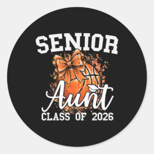Senior Aunt Cl Of 2026 Bow Basketball Niece Gradua Classic Round Sticker