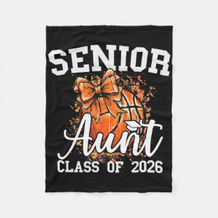 Senior Aunt Cl Of 2026 Bow Basketball Niece Gradua Fleece Blanket