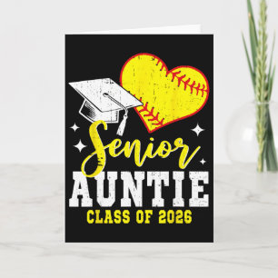 Senior Auntie Cl Of 2026 Softball Graduation Card