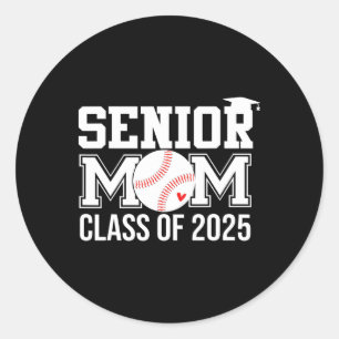 Senior Baseball Mum Senior Mum Cl Of 2025 Graduati Classic Round Sticker