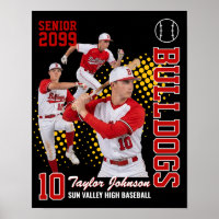 Senior Baseball Player Custom Photo Collage Red