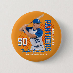 Senior Baseball Player Custom Photo Sports 6 Cm Round Badge