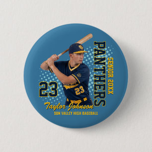 Senior Baseball Player Custom Photo Sports Team 6 Cm Round Badge