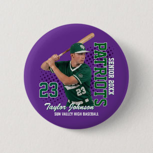 Senior Baseball Player Custom Photo Sports Team 6 Cm Round Badge