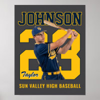 Senior Baseball Player Number Custom Photo Yellow