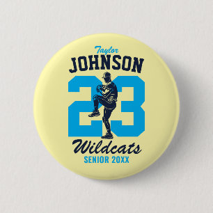 Senior Baseball Team High School Sports Player 6 Cm Round Badge