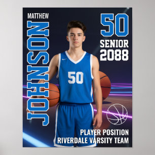 Senior Basketball MVP Player Portrait Photo Sports Poster