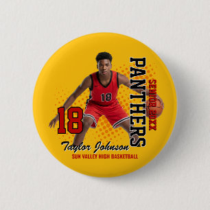 Senior Basketball Player Custom Photo Sports Team 6 Cm Round Badge