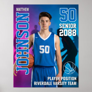 Senior Basketball Player Personalized Photo Sports Poster