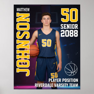 Senior Basketball Player Sports Team Photo Poster