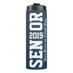 Senior Block Letter Class of 2019 Faux Texture Thermal Tumbler