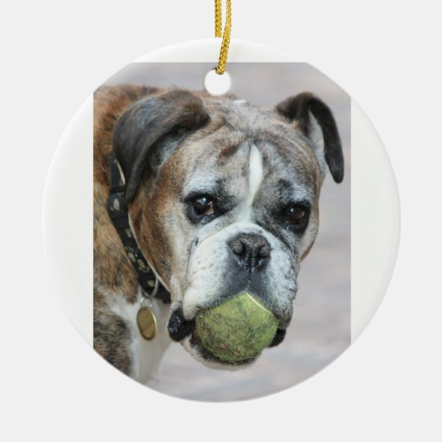 senior boxer ceramic tree decoration (Front)