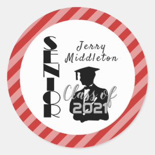 Senior Boy Graduation - DIY Colour Classic Round Sticker