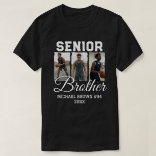 Senior Brother Basketball Photo Collage Custom T-Shirt
