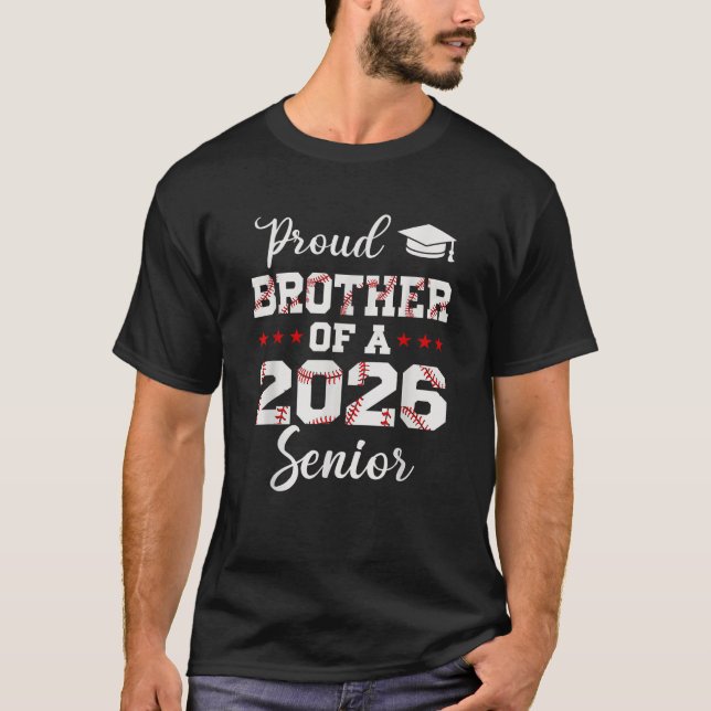 Senior Brother Class Of 2026 Cute Baseball Player  T-Shirt (Front)